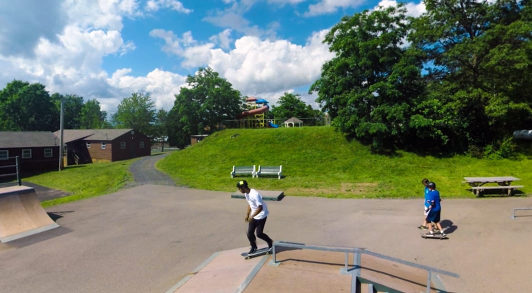 Camper on skatepark